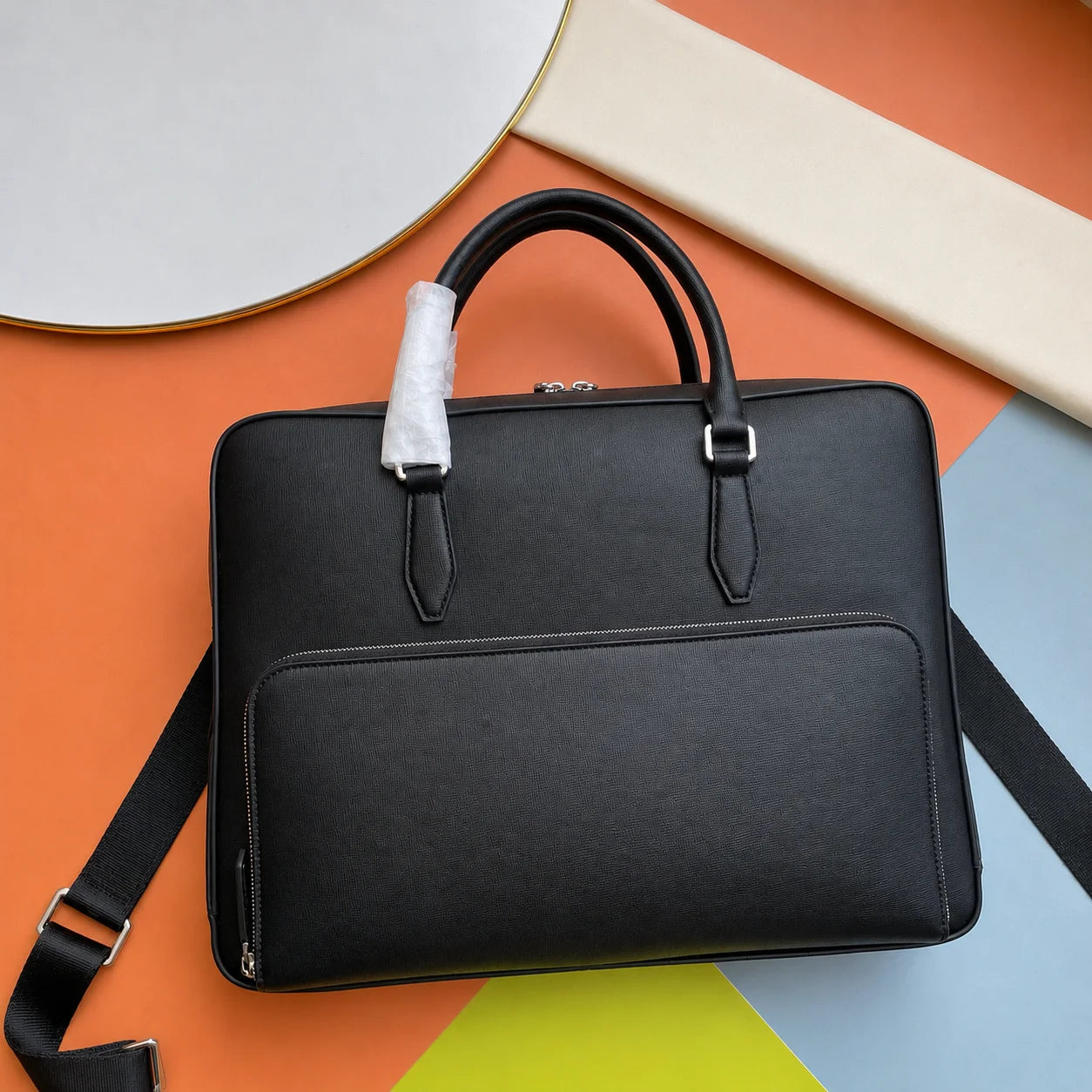 Men's Top-Handle Bags Genuine Leather Briefcase Luxury Men Handbag Daily Business Office Shoulder Bags Fashion Laptop Bag for Working-1