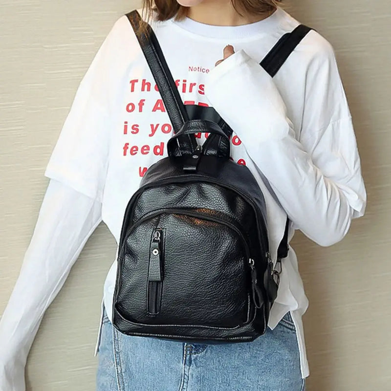Waterproof Leather Ladies Backpack Large Capacity Anti Theft PU Leather Double Shoulder Daily Work Mature Women Fashion Bag-15