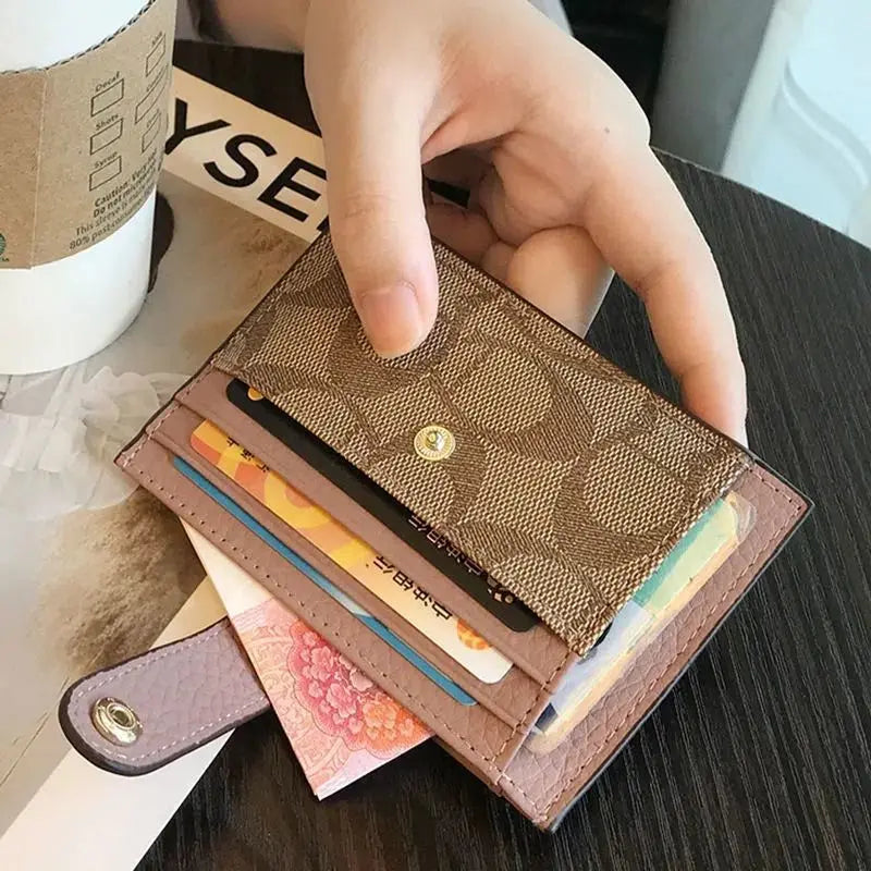 Monogram Ultra-thin Ins Style Card Holder Fashion Mini Short Envelope For Women Appliques Card&ID Wallet Credit Card Purse-7