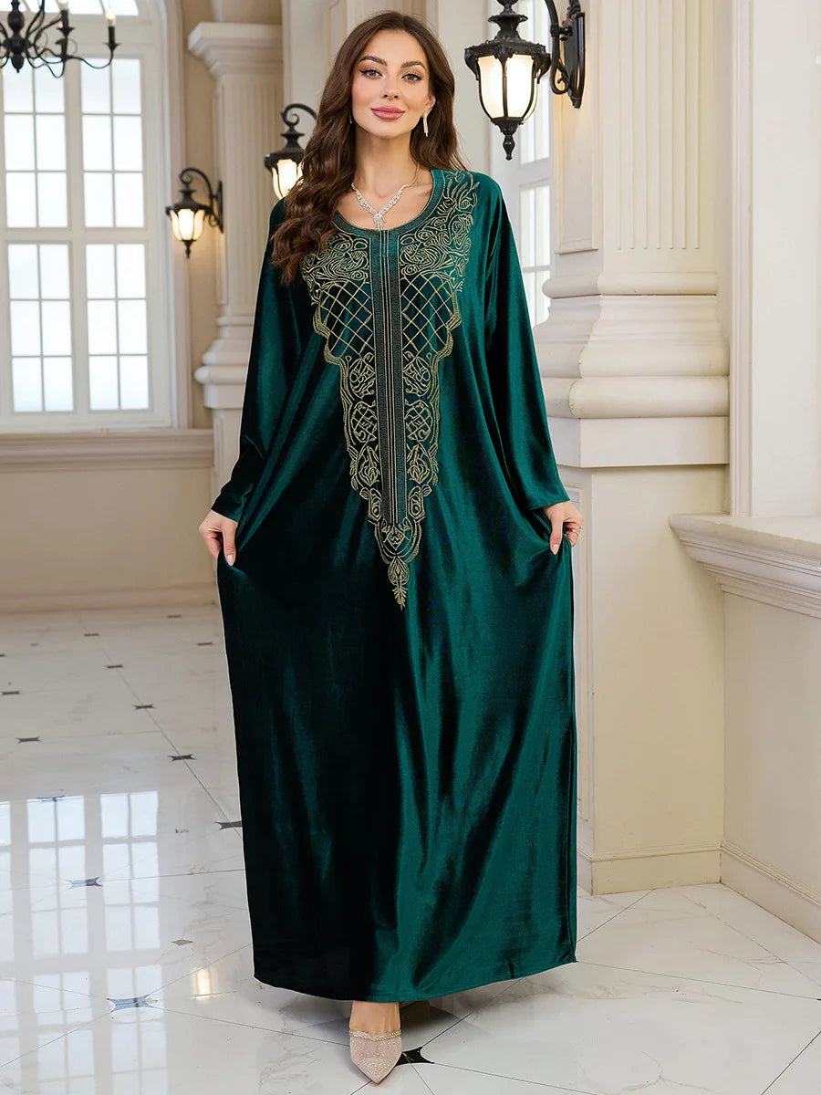 Embroidered Abaya Kaftans for Women Modern Elegant Dubai Moroccan Dubai Kaftan Dresses Abaya for Women Muslim Dress-16