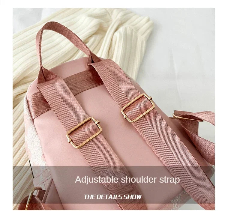 Floral Mini PU Backpack Small Capacity Multi Function PU Leather Double Shoulder School Travel Young Ladies Soft Sweet Bag-14