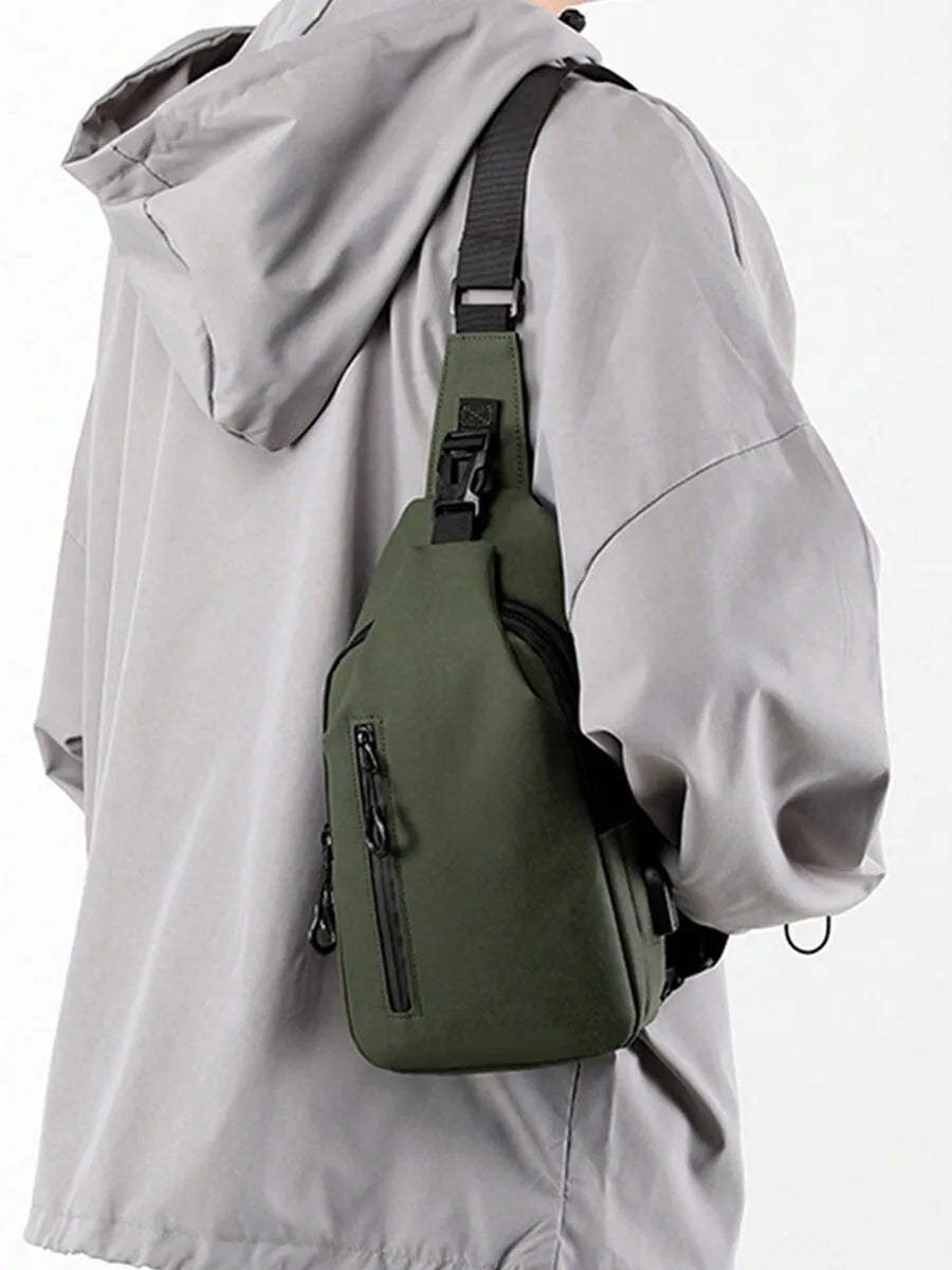 Casual Crossbody Sling Bag For Men And Women, Small Daypack With Zipper Pocket, Adjustable Strap, Fashion Chest Bag With Headphone Cord Slot For Sports, Cycling, Hiking, Running And Business Travel-26