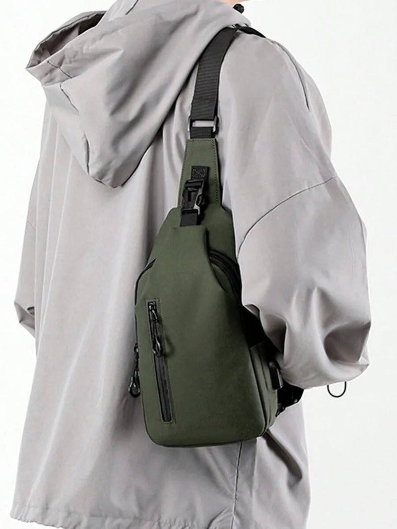 Casual Crossbody Sling Bag For Men And Women, Small Daypack With Zipper Pocket, Adjustable Strap, Fashion Chest Bag With Headphone Cord Slot For Sports, Cycling, Hiking, Running And Business Travel-26