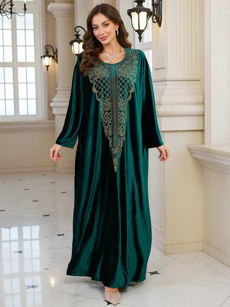 Embroidered Abaya Kaftans for Women Modern Elegant Dubai Moroccan Dubai Kaftan Dresses Abaya for Women Muslim Dress-14