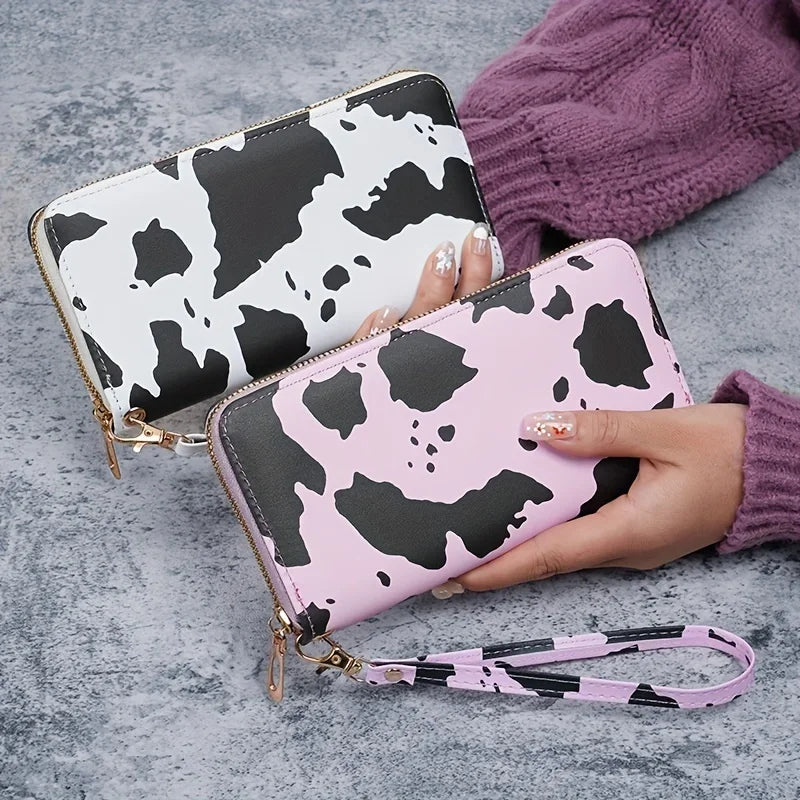 2024 New cow pattern long zipper wallet, large capacity change purse, multi-function credit card holder-2
