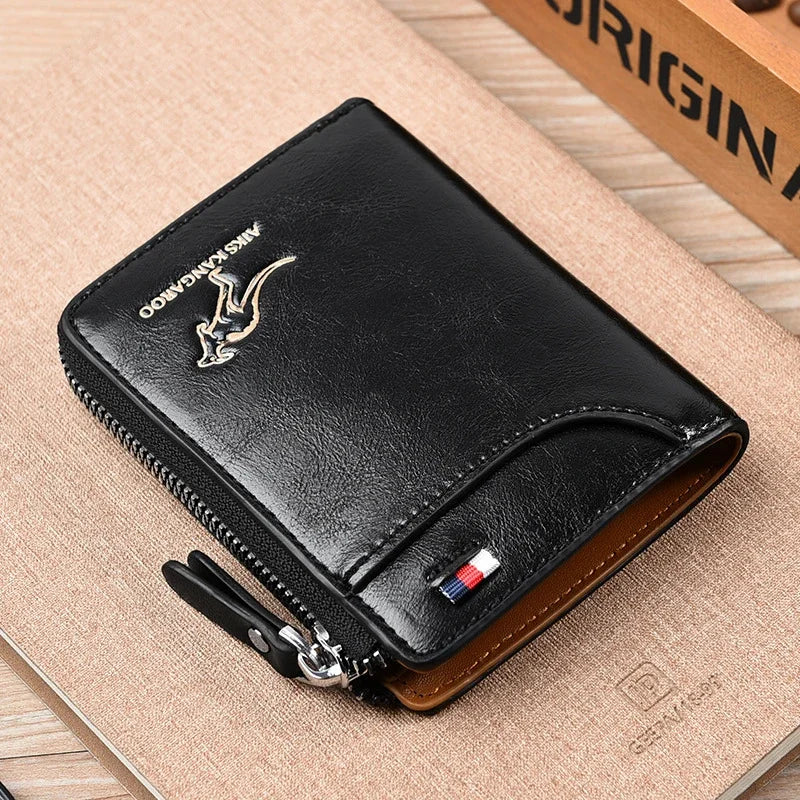 Flash sale Mens Wallet Leather Business Card Holder Zipper Purse Luxury Wallets for Men RFID Protection Purses Carteira Masculina Luxury-22