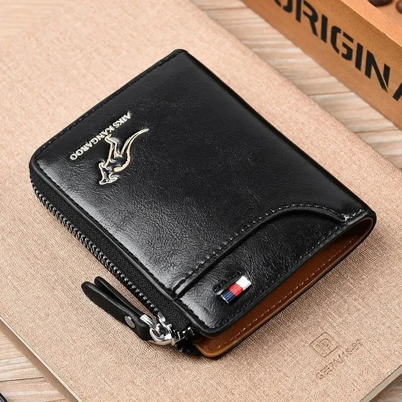 Flash sale Business Card Holder Zipper Purse Luxury Wallets for Men RFID Protection Purses Carteira Masculina Luxury-22