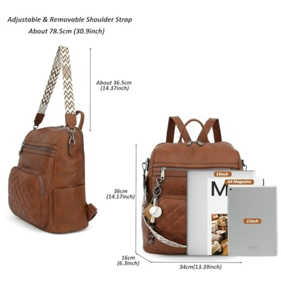 Backpack Purse for Women Large Leather Convertible Backpack Ladies Shoulder Bag Fashion Backpack Handbags for Travel and Work-4