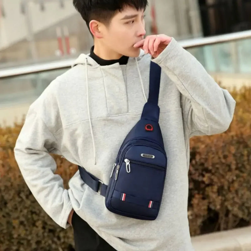 Black Grey Brown Men Messenger Bags New Rectangle Oxford Cloth Men Crossbody Bag USB Charge Shoulder Bag Male 3 Zipper Bag-5
