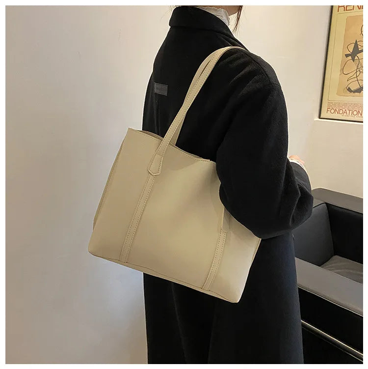 Large Capacity Women's Bag, New Soft Leather Tote Bag, Casual and Versatile Single Shoulder Bags for Woman Korean Style Handbags-26