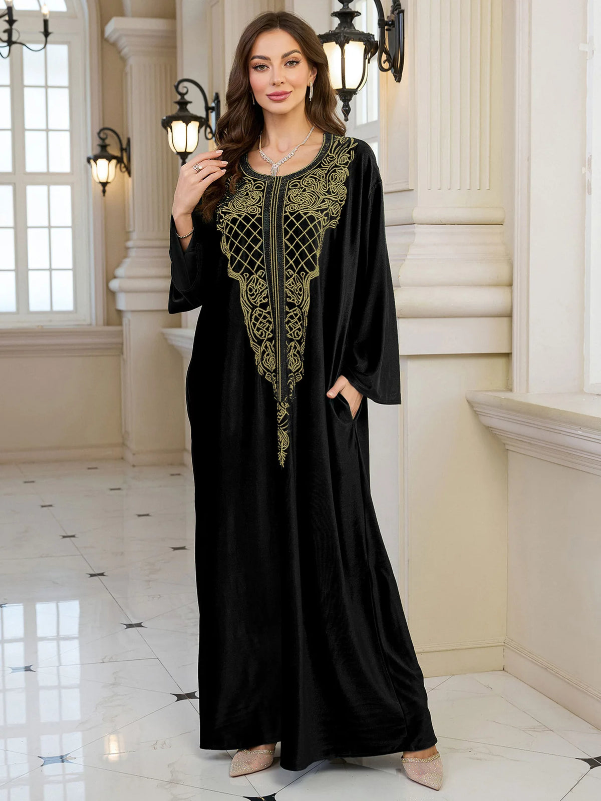 Embroidered Abaya Kaftans for Women Modern Elegant Dubai Moroccan Dubai Kaftan Dresses Abaya for Women Muslim Dress-38