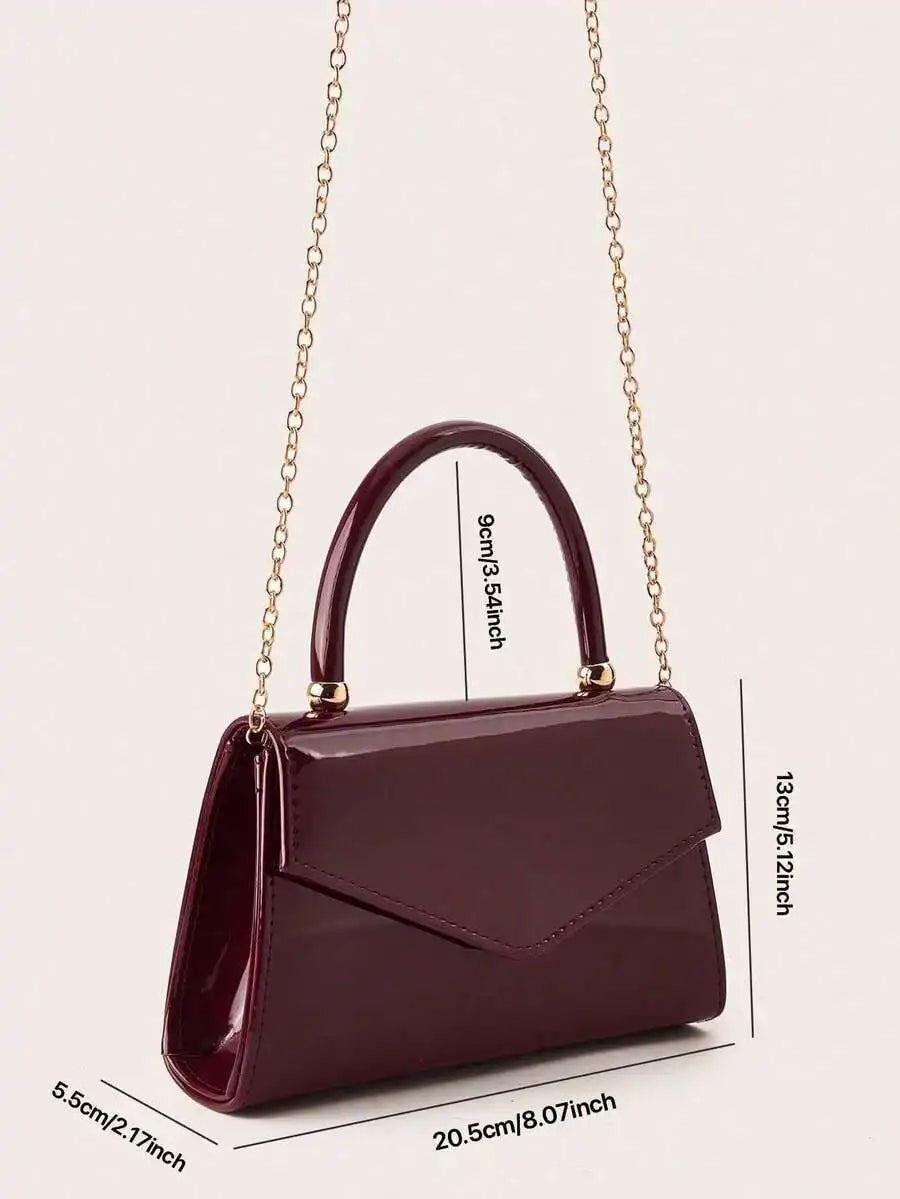 Womens Patent Leather Envelope Clutch Evening Bag For Party Wedding-4