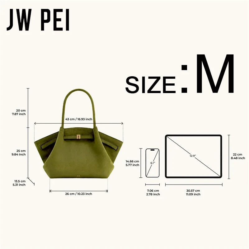 JW PEI Hana Quiet Luxury Trapeze Tote Bag Pebbled Vegan Leather Top-Handle Handbag Premium Women Shoulder Bag Fashion Messenger Purse 2026-9