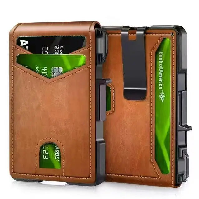 RFID Blocking Mens Wallet | Minimalist Slim Smart Pop-Up Card Holder, Metal Credit Card Wallet with Money Clip for Men-11