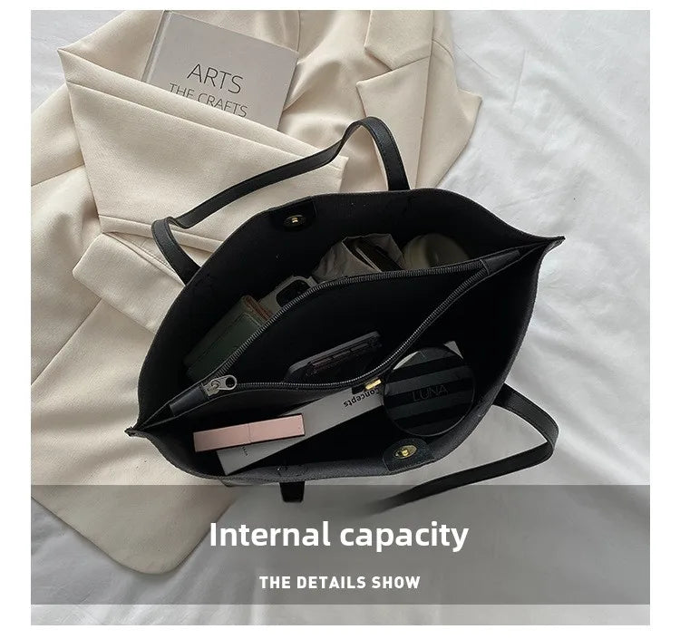 Large Capacity Women's Bag, New Soft Leather Tote Bag, Casual and Versatile Single Shoulder Bags for Woman Korean Style Handbags-13
