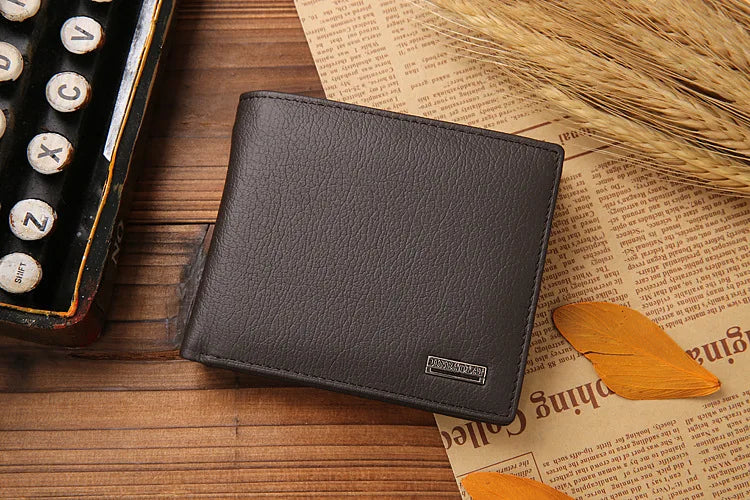 100% Genuine Leather Men Wallets Premium Product Real Cowhide Wallets for Man Short Black Walet Portefeuille Homme-24