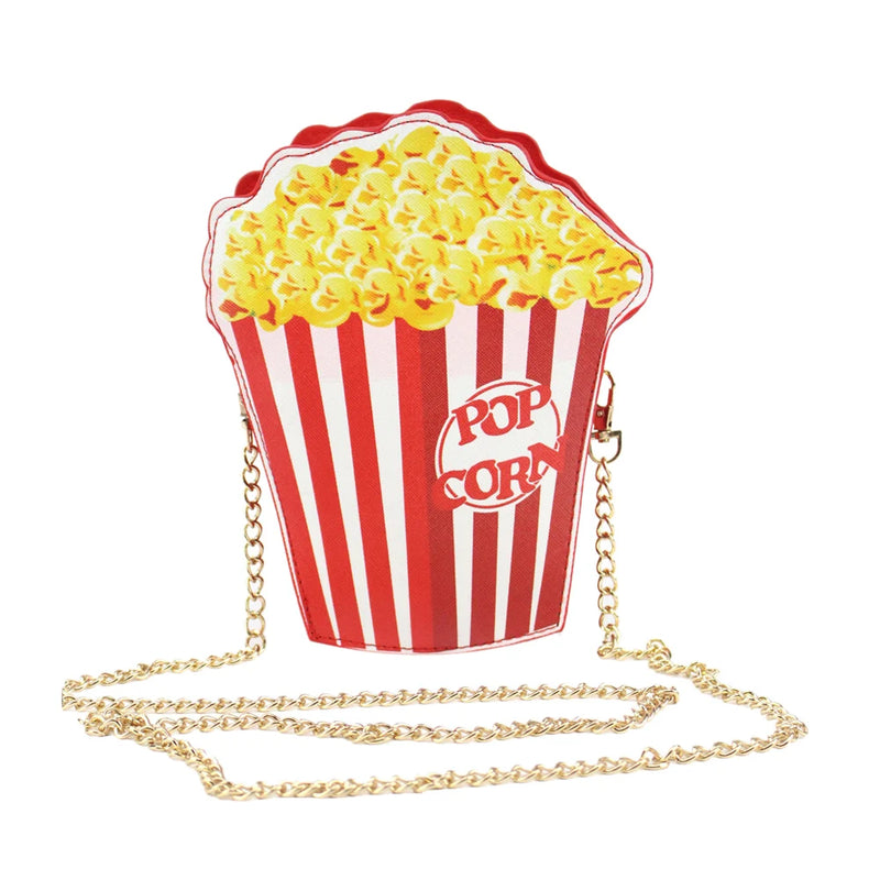 Woman Hamburger Cupcake PU Chain Bag Popcorn Fries Crossbody Messenger Bags-13