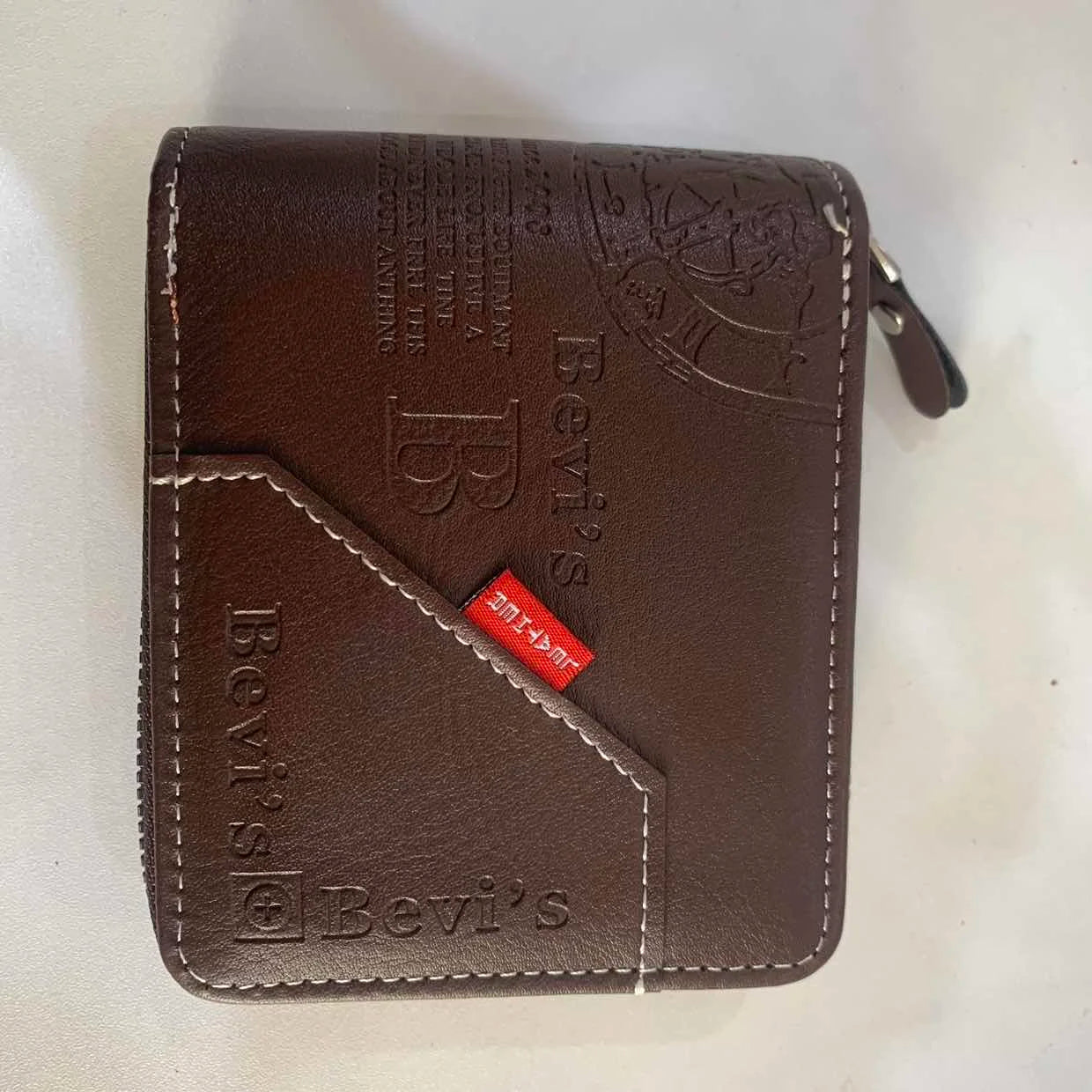 Men's Trendy Splicing Fashion PU Retro Wax Oil Leather Short Style Wallet Coin Pocket Card Clip Retro Style Compact Money Holder-18