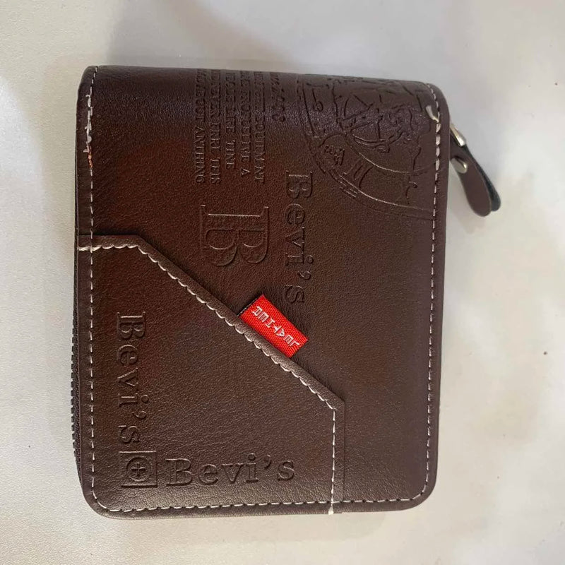 Men's Trendy Splicing Fashion PU Retro Wax Oil Leather Short Style Wallet Coin Pocket Card Clip Retro Style Compact Money Holder-5
