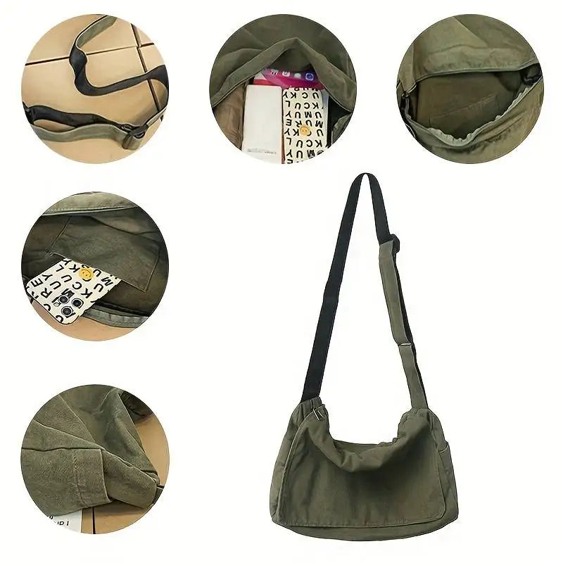 Women's Messenger Bag Vintage Handbag Canvas Teenager Shoulder Tote Bags Casual Handbag Crossbody Handbags-7