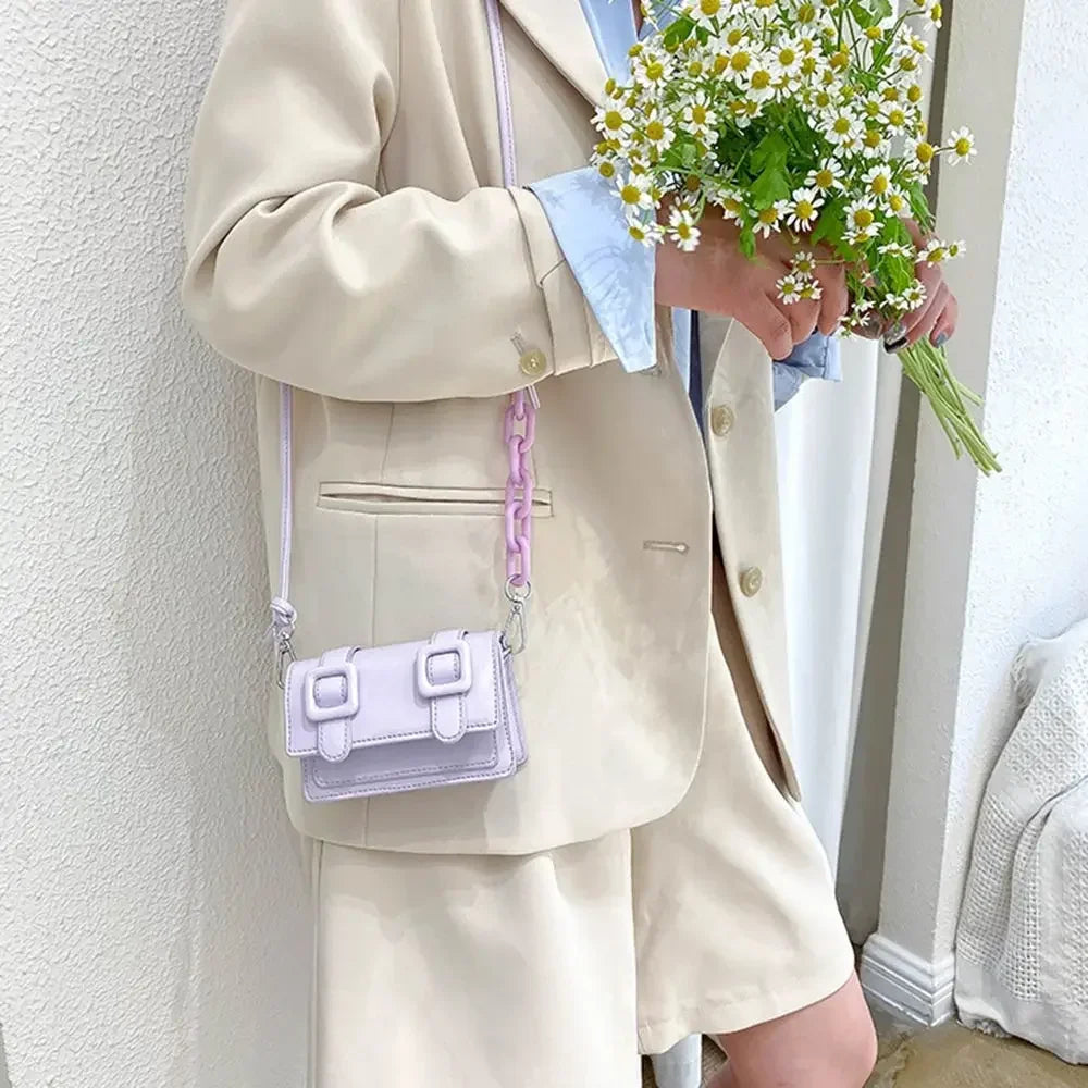 Women Girls Mini PU Leather Handbag, 2022 Summer Yellow Designer Chain Messenger Crossbody Bag-19