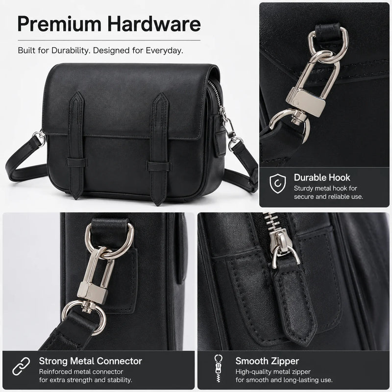 Luxury Men Messenger Bag Designer Smooth Leather Crossbody Shoulder Bag Flap Satchel Business Casual Purse High Quality Classic Black-3