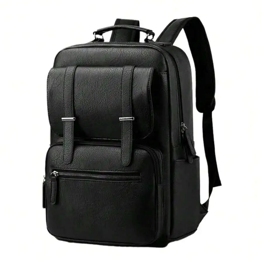 PU Leather Backpack For Men And Women 15.6 Inch Laptop Waterproof Travel Commuter Bag Brown Medium-7