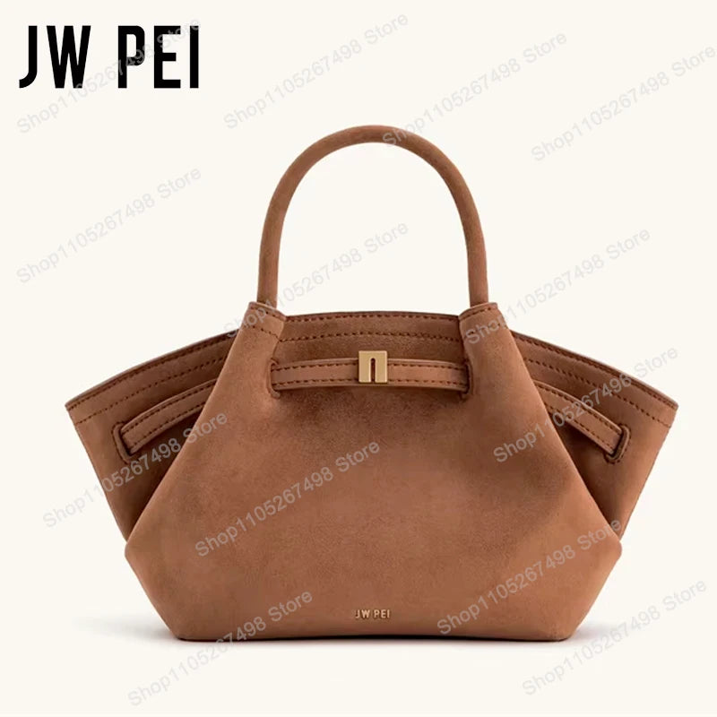 JW PEI Hana Quiet Luxury Trapeze Tote Bag Pebbled Vegan Leather Top-Handle Handbag Premium Women Shoulder Bag Fashion Messenger Purse 2026-30