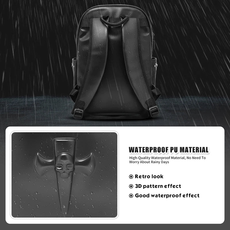 Motorcycles Accessories Bag 3D Skull PU Leather Bag Waterproof Men Women Motocycle Motorcycle Backpack Travel Bag Large PU leather-15