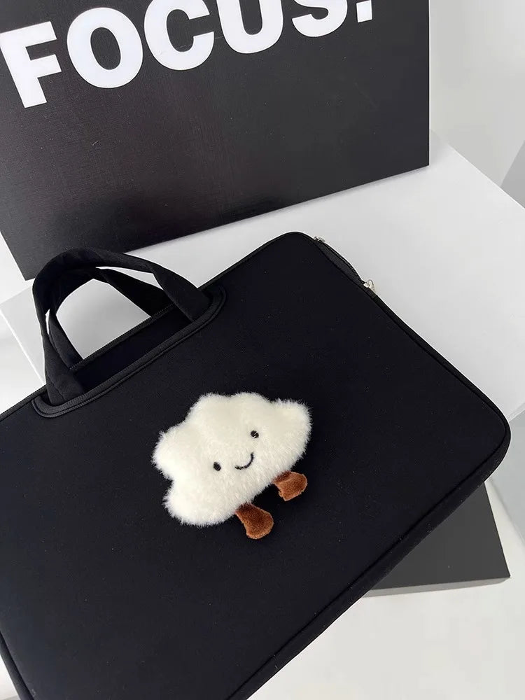 Ins Style Black Laptop Briefcase 11-16 Inch Notebook Handbag Women Daily Portable Macbook Samsung Huawei Carry Bag-9