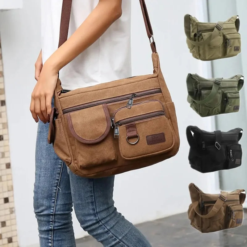 Men Casual Sling Bag Messenger Crossbody Shoulder Unisex Travel Outdoor Vintage Bags-5