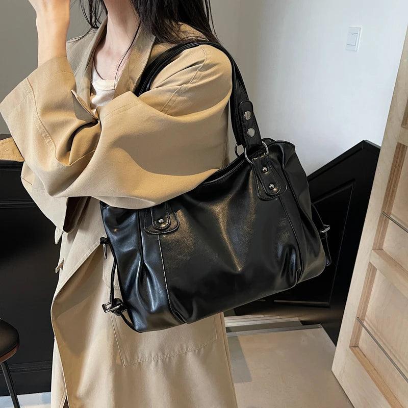 Womens PU Leather Shoulder Bag Large Capacity Messenger Bag Casual Top Handlebag Hobo Bags for Work-13