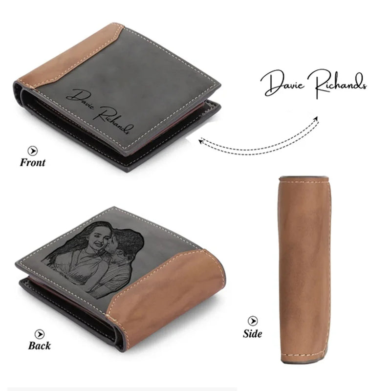 Custom Name Picture Card Holder Wallet Anniversary Birthday Gifts for Men Gift for Husband Father's Day Bifold Wallet-9