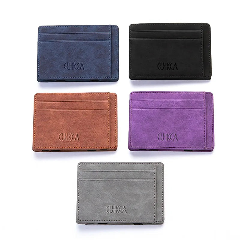 Magic Wallets Slim Small Thin Credit Card Holder Bifold Pu Leather Cardholder Coin Purse Zipper Pocket Cash Clip Wallet for Men-5