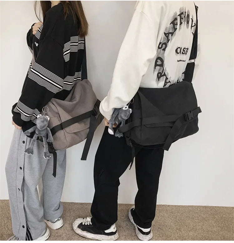 Large Capacity Canvas Messenger Bag Adjustable Shoulder Strap Casual Crossbody Handbag School Daily Bag for Youth Girls Men-19