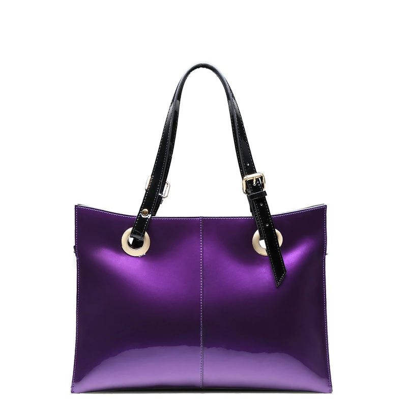 Patent Leather Handbags for Women,Designer, Luxury Tote Bag Large Capacity,Business Vintage Shiny Underarm Purses Shoulder Bags-4