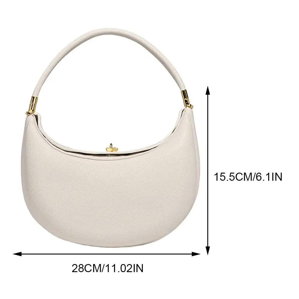 Fashion Handbag PU Leather Designer Underarm Bag with Hasp Closure Stylish Casual Clutch Purse Half Moon Bag for Women-5