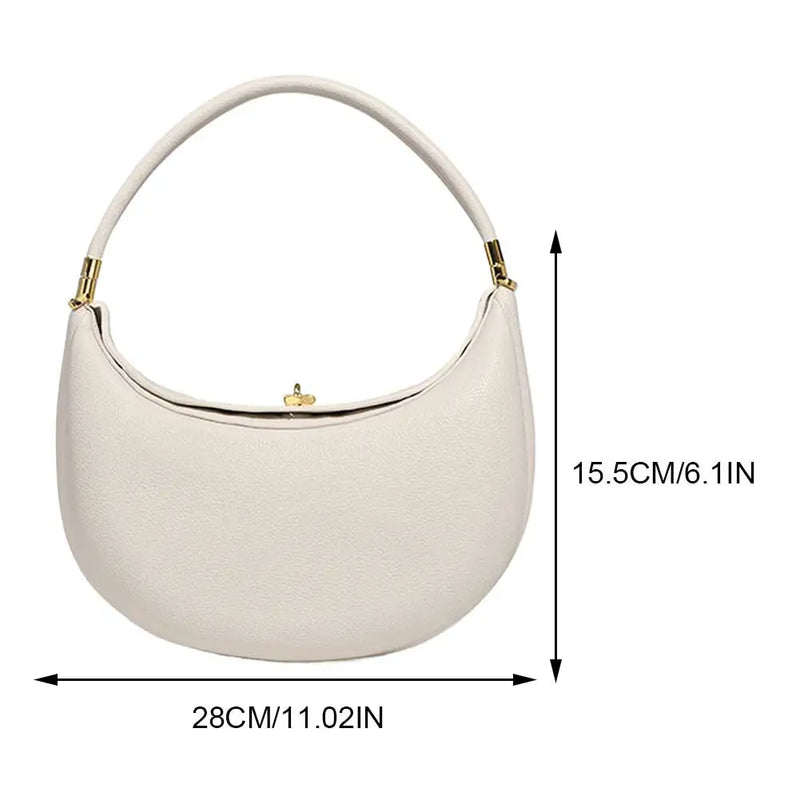 Fashion Handbag PU Leather Designer Underarm Bag with Hasp Closure Stylish Casual Clutch Purse Half Moon Bag for Women-5