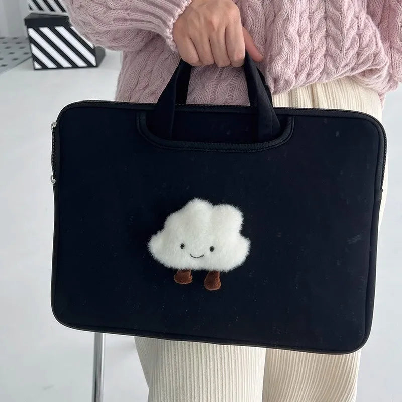 Ins Style Black Laptop Briefcase 11-16 Inch Notebook Handbag Women Daily Portable Macbook Samsung Huawei Carry Bag