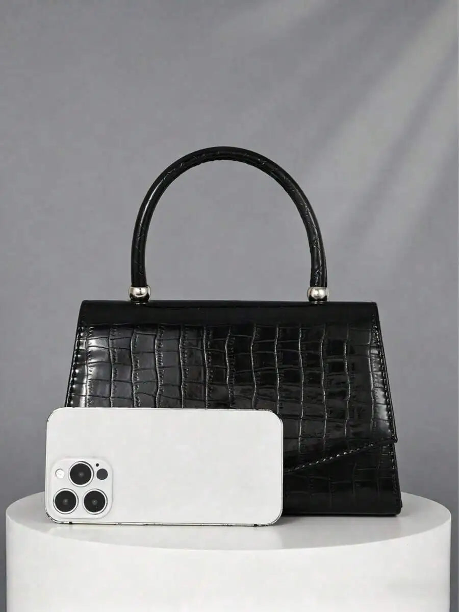 Black Crocodile Texture Clutch Bag Formal Evening Purse For Women-6