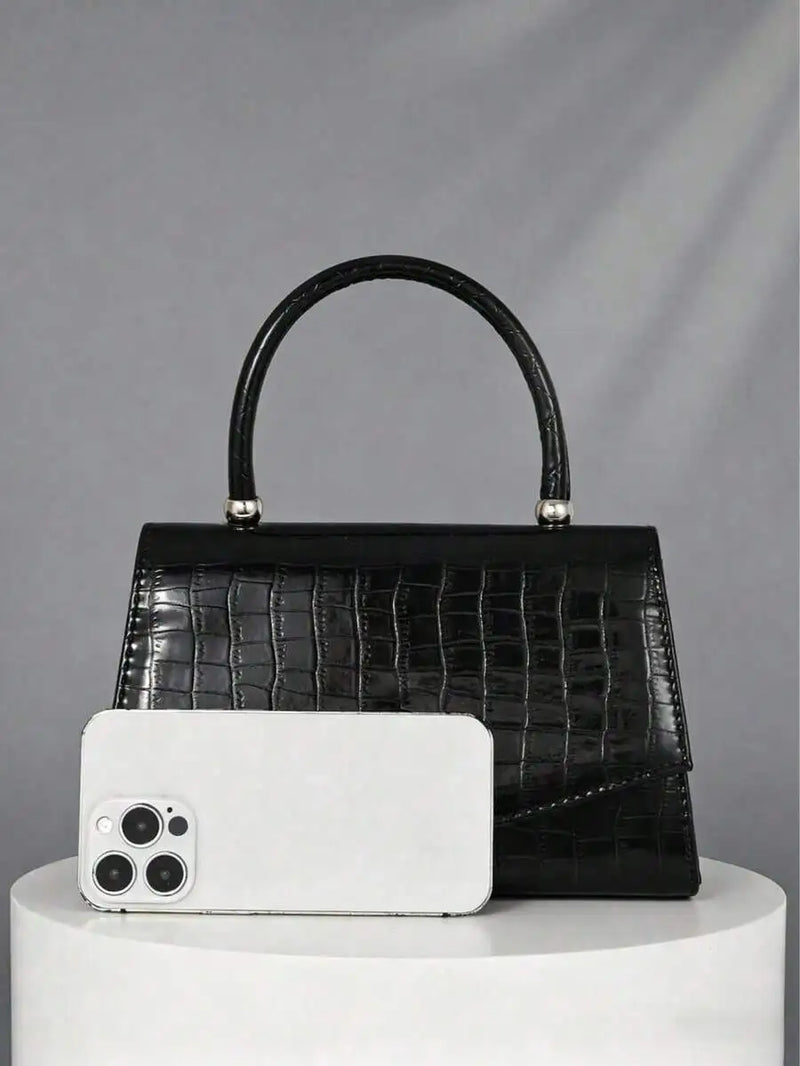 Black Crocodile Texture Clutch Bag Formal Evening Purse For Women-6