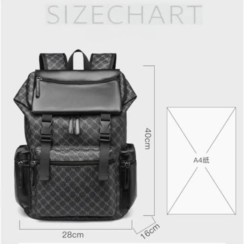 PU Leather Backpack, Laptop Backpack Large capacity work business travel bag student schoolbag-2