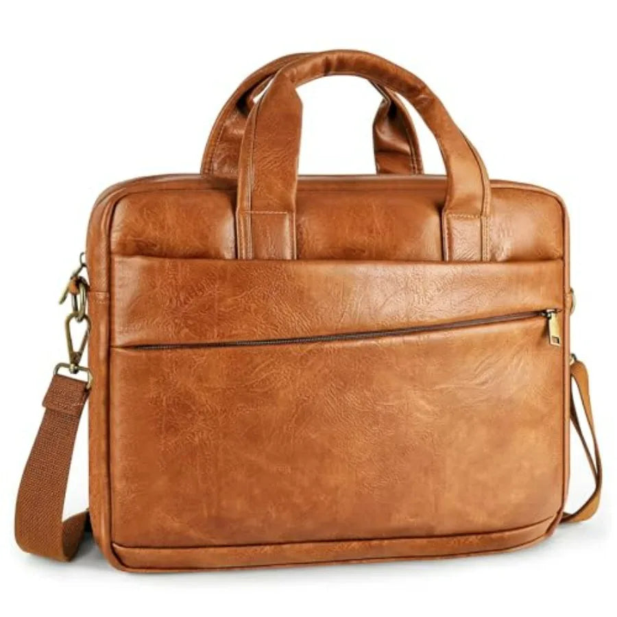 Faux Leather Messenger Bag for Men 17-17.3 Inch Leather Mens Laptop Bag Leather Briefcasen Convertible Backpack 3 in 1 Comter H-16