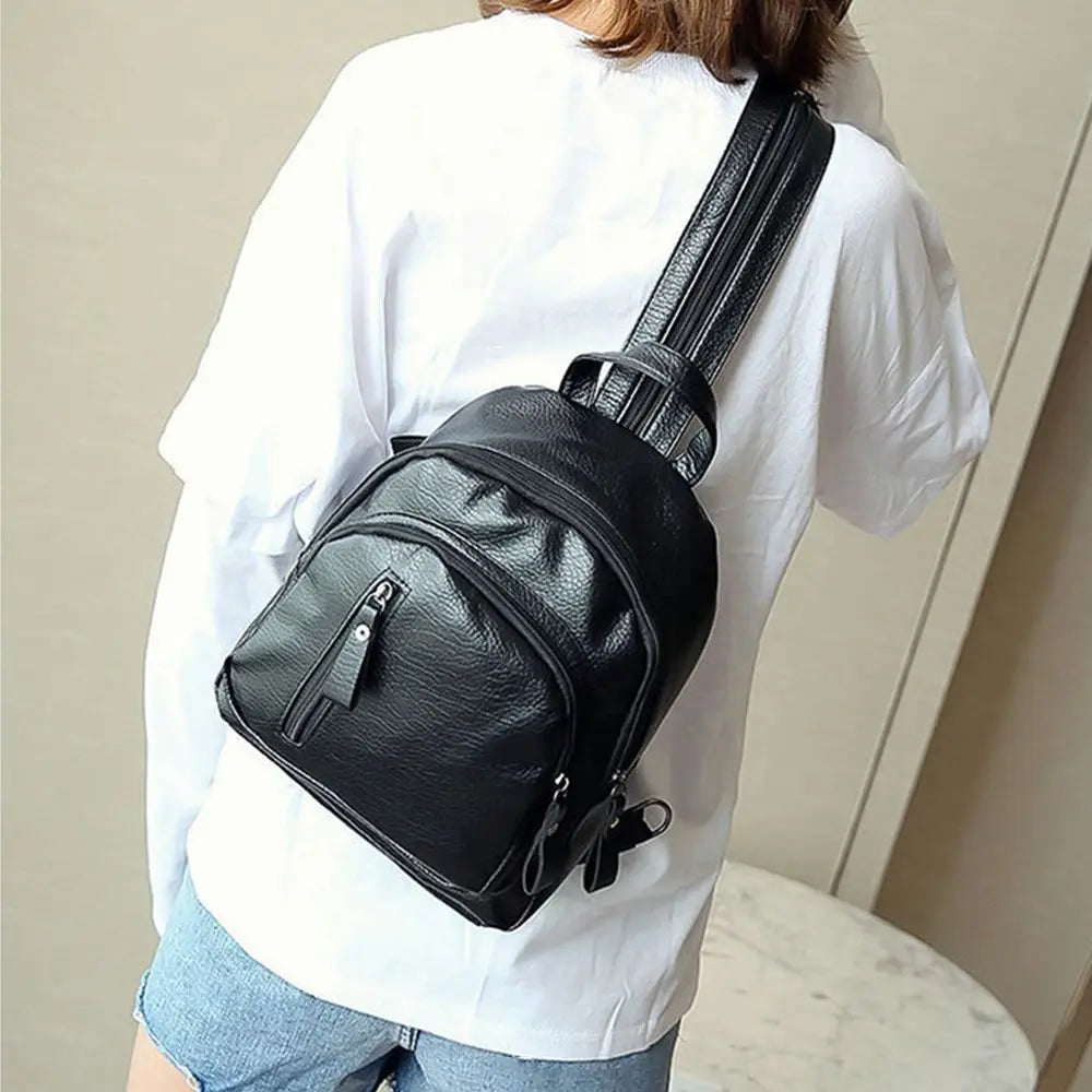 Waterproof Leather Ladies Backpack Large Capacity Anti Theft PU Leather Double Shoulder Daily Work Mature Women Fashion Bag-9
