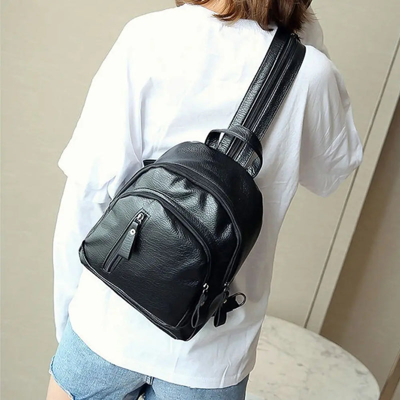 Waterproof Leather Ladies Backpack Large Capacity Anti Theft PU Leather Double Shoulder Daily Work Mature Women Fashion Bag-9