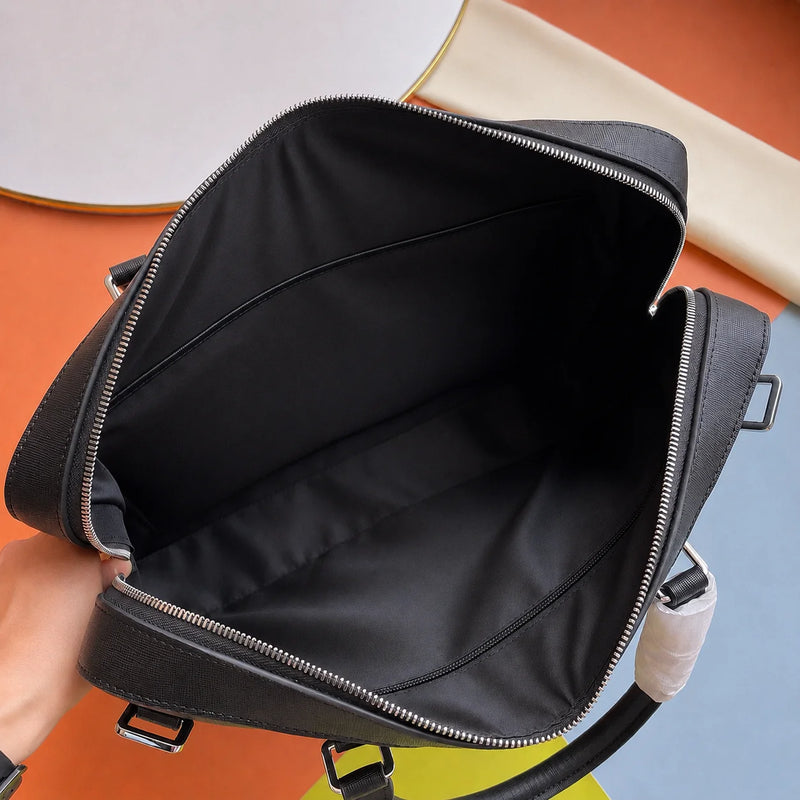 Men's Top-Handle Bags Genuine Leather Briefcase Luxury Men Handbag Daily Business Office Shoulder Bags Fashion Laptop Bag for Working-12