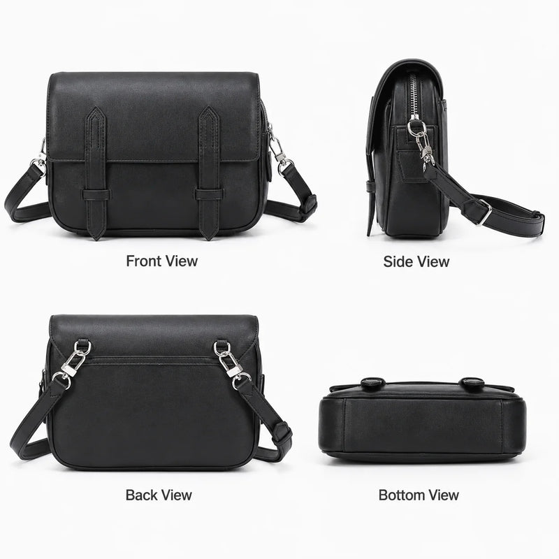 Luxury Men Messenger Bag Designer Smooth Leather Crossbody Shoulder Bag Flap Satchel Business Casual Purse High Quality Classic Black-8