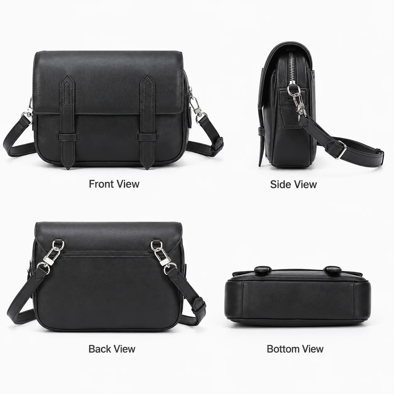 Luxury Men Messenger Bag Designer Smooth Leather Crossbody Shoulder Bag Flap Satchel Business Casual Purse High Quality Classic Black