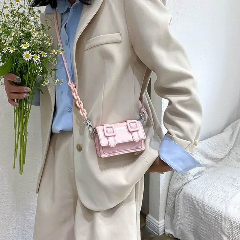 Women Girls Mini PU Leather Handbag, 2022 Summer Yellow Designer Chain Messenger Crossbody Bag-16