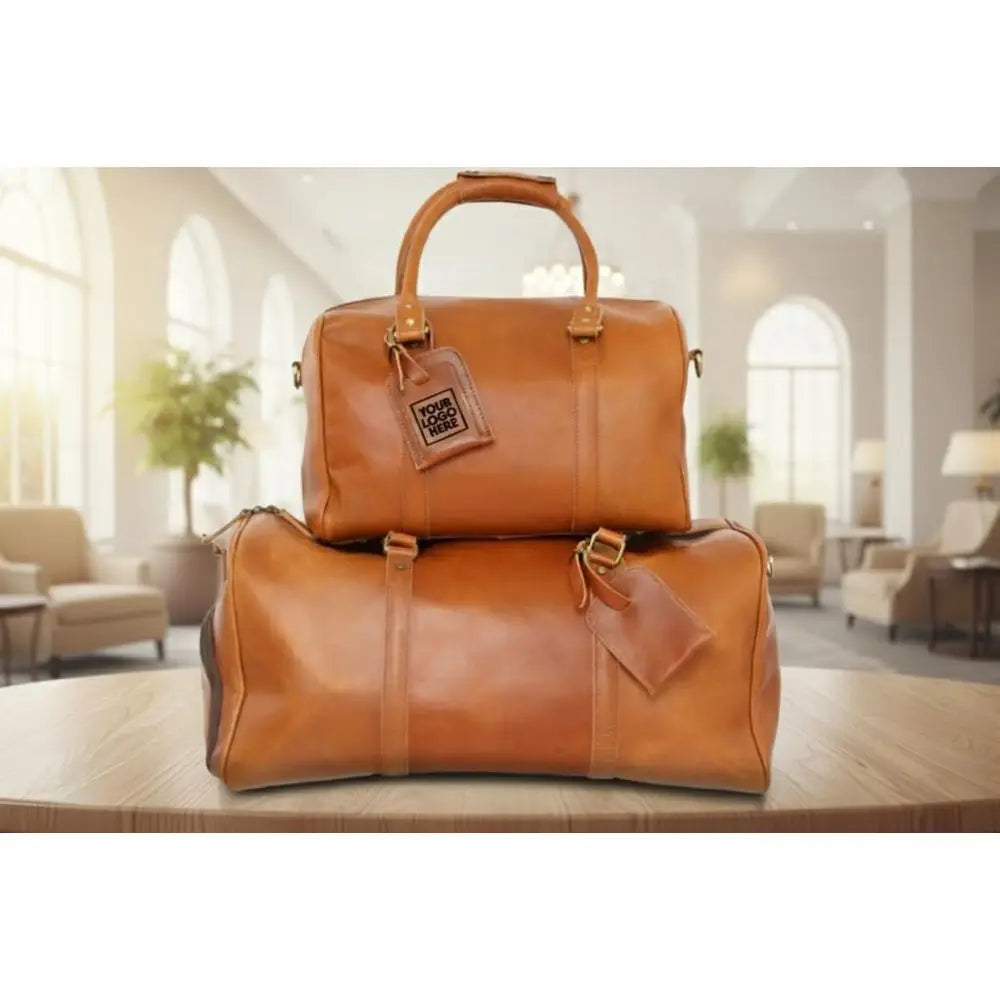 Premium Leather Duffel Bag, Customizable Large Weekend Travel Bag for Men-14